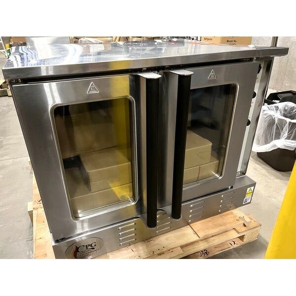Scratch and Dent Cooking Performance Group FGC-200-NK Double Deck Standard Depth Full Size Natural Gas Convection Oven with Legs - 108,000 BTU