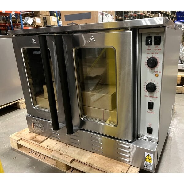 Scratch and Dent Cooking Performance Group FGC-200-NK Double Deck Standard Depth Full Size Natural Gas Convection Oven with Legs - 108,000 BTU