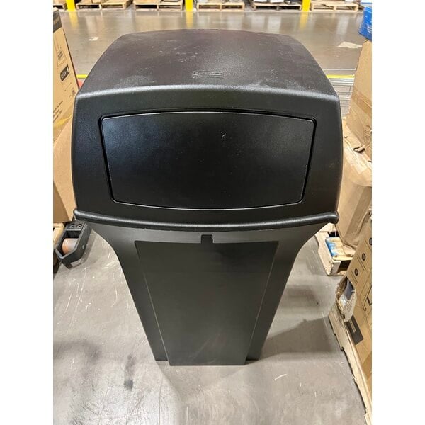Scratch and Dent Rubbermaid® FG843088BLA Ranger Charcoal Square Trash Can With 2 Doors 35 Gallon