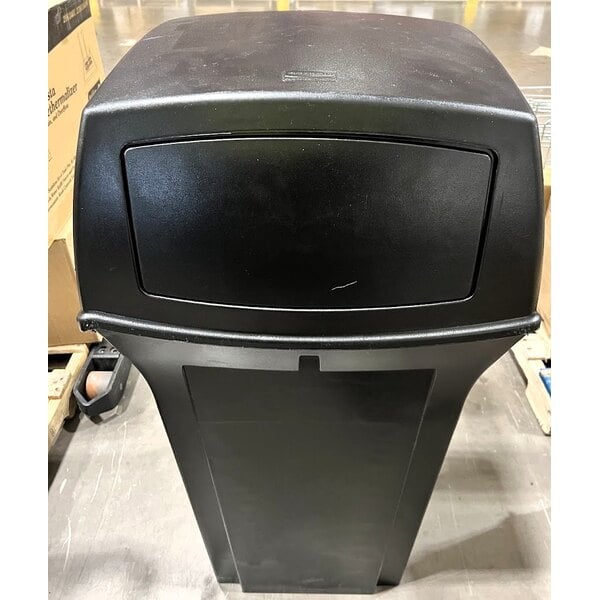 Scratch and Dent Rubbermaid® FG843088BLA Ranger Charcoal Square Trash Can With 2 Doors 35 Gallon