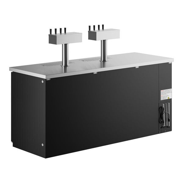 Scratch and Dent Avantco Black Kegerator / Beer Dispenser with 2 Quadruple Tap Towers (3) 1/2 Keg Capacity