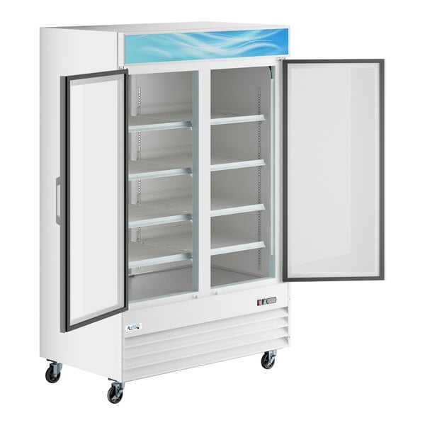 Scratch and Dent Avantco GDC-49-HC 53" White Swing Glass Door Merchandiser Refrigerator with LED Lighting