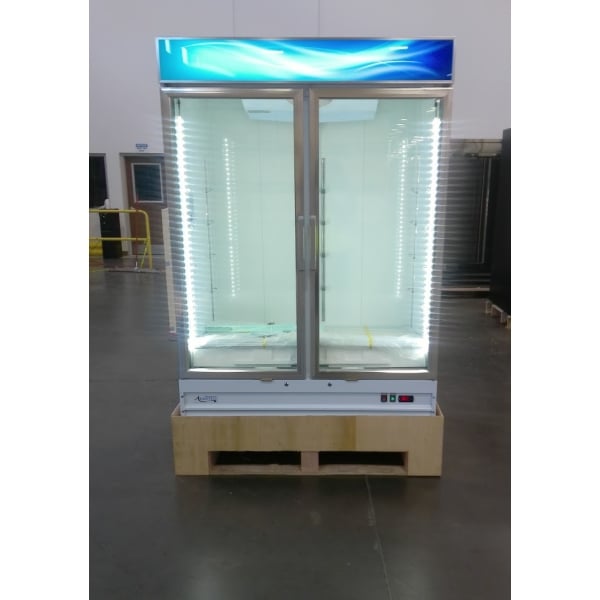 Scratch and Dent Avantco GDC-49-HC 53" White Swing Glass Door Merchandiser Refrigerator with LED Lighting