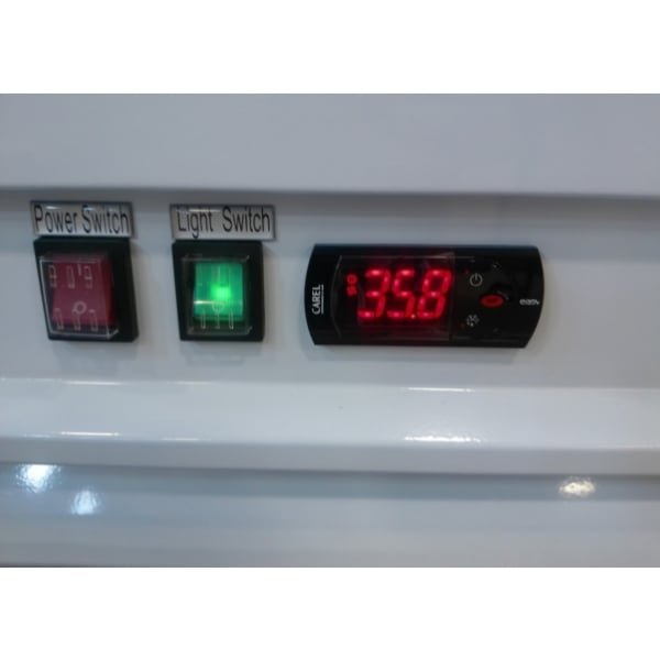 Scratch and Dent Avantco GDC-49-HC 53" White Swing Glass Door Merchandiser Refrigerator with LED Lighting