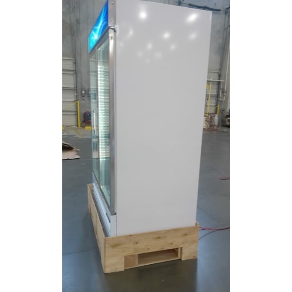 Scratch and Dent Avantco GDC-49-HC 53" White Swing Glass Door Merchandiser Refrigerator with LED Lighting