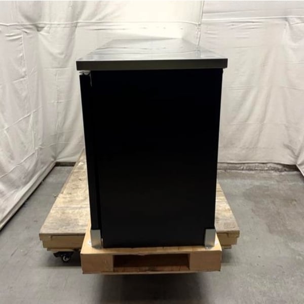 Scratch and Dent Avantco UBB-72-HC 73" Black Counter Height Narrow Solid Door Back Bar Refrigerator with LED Lighting