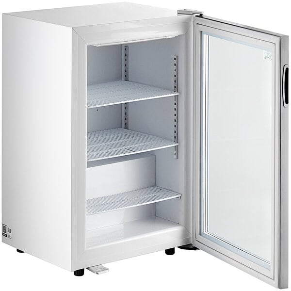Scratch and Dent Avantco CFM3 White Customizable Countertop Display Freezer with Swing Door