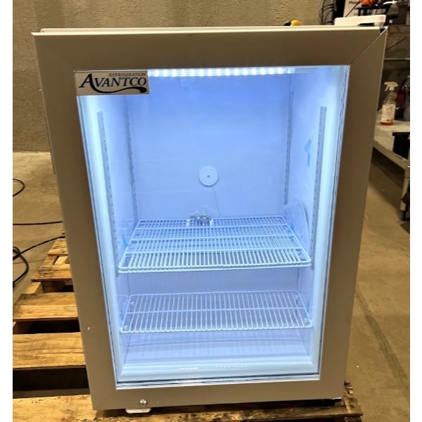 Scratch and Dent Avantco CFM3 White Customizable Countertop Display Freezer with Swing Door