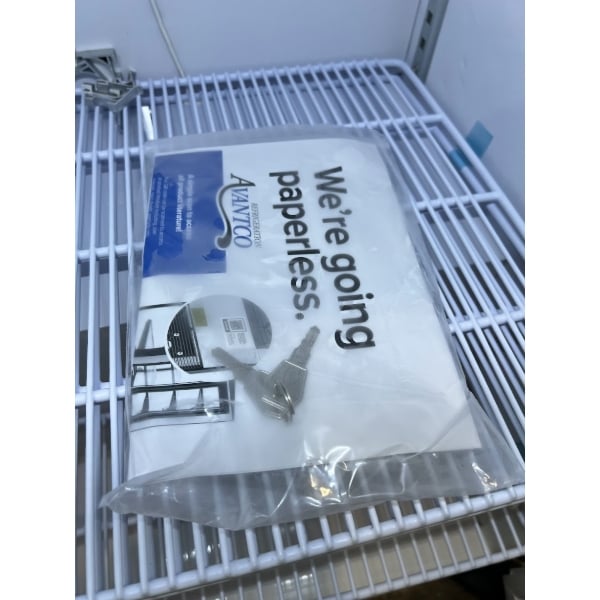 Scratch and Dent Avantco CFM3 White Customizable Countertop Display Freezer with Swing Door