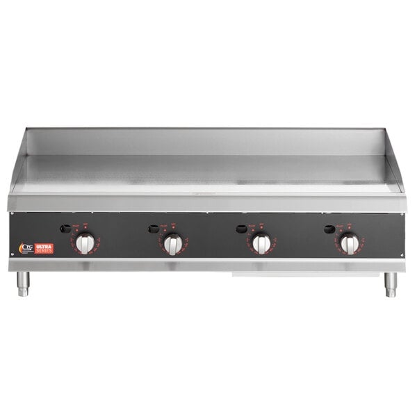 Scratch and Dent Cooking Performance Group GTU-CPG-48-L Ultra Series 48" Chrome Plated Liquid Propane 4-Burner Countertop Griddle - 120,000 BTU