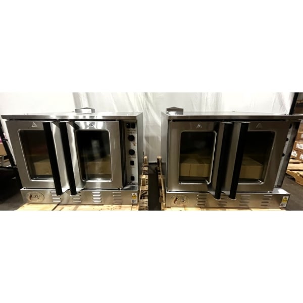 Scratch and Dent Cooking Performance Group FGC-200-LK Double Deck Standard Depth Full Size Liquid Propane Convection Oven with Legs - 108,000 BTU