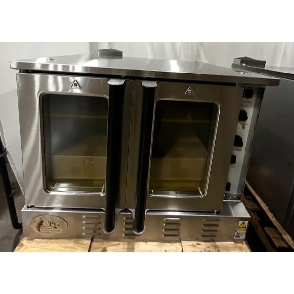 Scratch and Dent Cooking Performance Group FGC-200-LK Double Deck Standard Depth Full Size Liquid Propane Convection Oven with Legs - 108,000 BTU