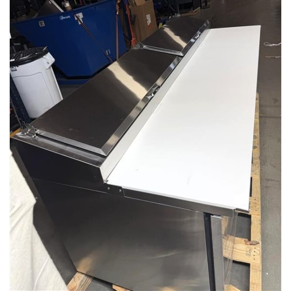 Scratch and Dent True TPP-AT2-93-HC 93 1/2" 3 Door Refrigerated Pizza Prep Table with 2 Lids