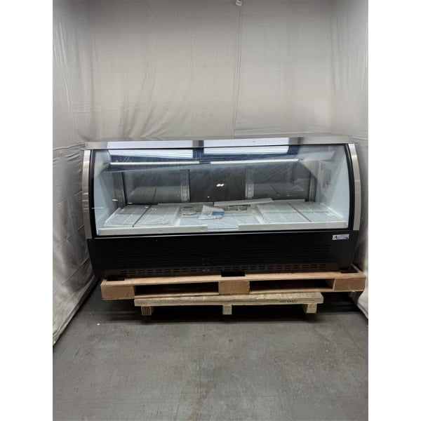 Scratch and Dent Avantco DLC82-HC-B 82" Black Curved Glass Refrigerated Deli Case