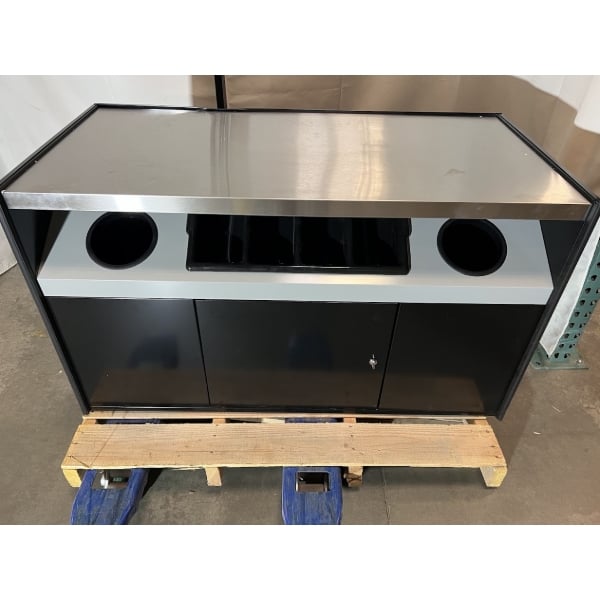 Scratch and Dent All State Manufacturing 49" x 23 1/4" x 34" Coffee Stand with Condiment Tray and Trash Receptacles OCS490 TR SF