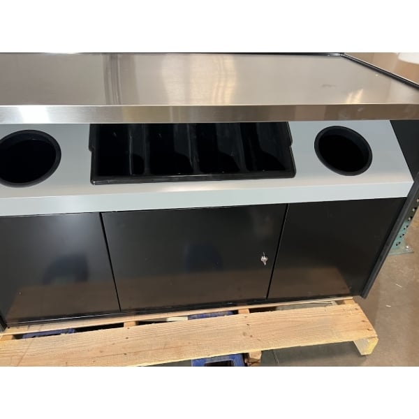 Scratch and Dent All State Manufacturing 49" x 23 1/4" x 34" Coffee Stand with Condiment Tray and Trash Receptacles OCS490 TR SF