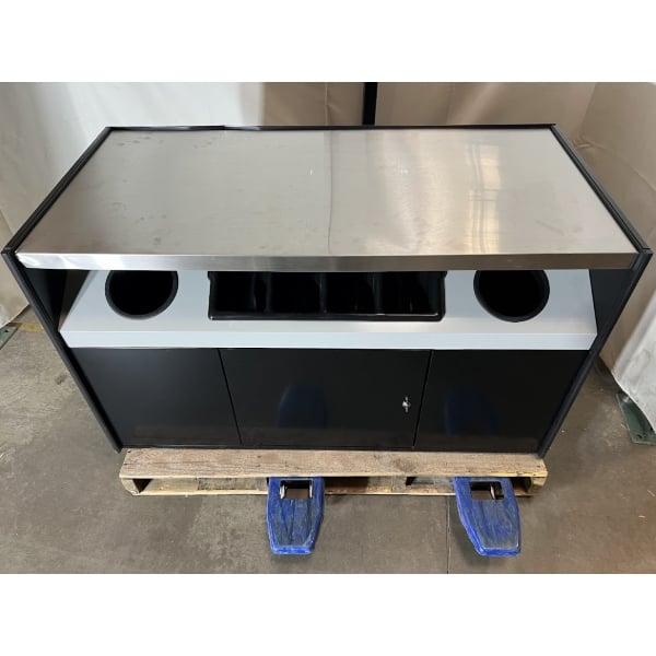 Scratch and Dent All State Manufacturing 49" x 23 1/4" x 34" Coffee Stand with Condiment Tray and Trash Receptacles OCS490 TR SF