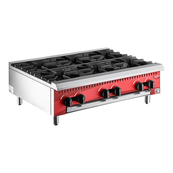 Scratch and Dent Avantco Chef Series CAG-R-6-36 36" 6 Burner Gas Countertop Range - 150,000 BTU