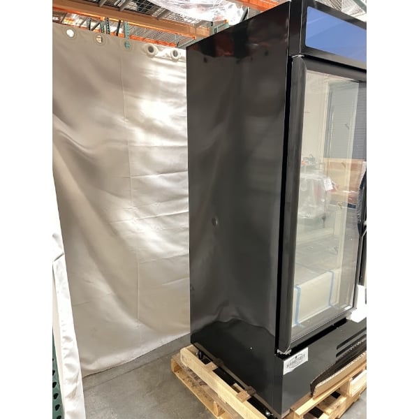 Scratch and Dent MainStreet Equipment GMC-49 52 3/4" Black Swing Glass Door Merchandiser Refrigerator - 120V