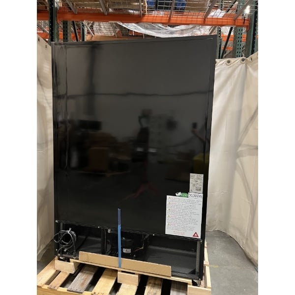 Scratch and Dent MainStreet Equipment GMC-49 52 3/4" Black Swing Glass Door Merchandiser Refrigerator - 120V