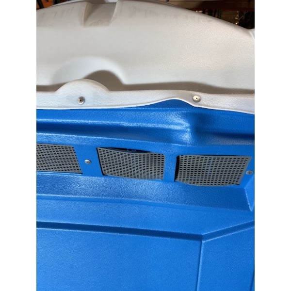 Scratch and Dent PolyJohn PJN3-1001 Blue Portable Restroom with Translucent Top - Assembled