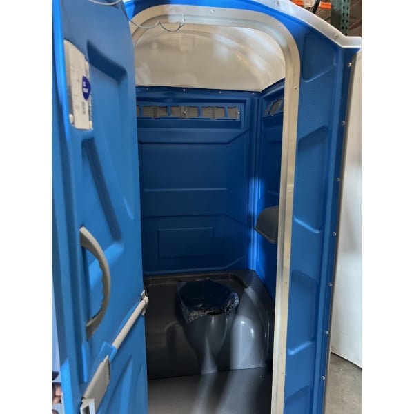 Scratch and Dent PolyJohn PJN3-1001 Blue Portable Restroom with Translucent Top - Assembled