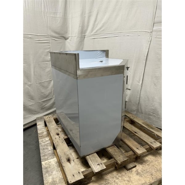 Scratch and Dent Regency Spec Line 30" x 30" 14-Gauge Stainless Steel Corner Work Table with Hinged Door and Lock