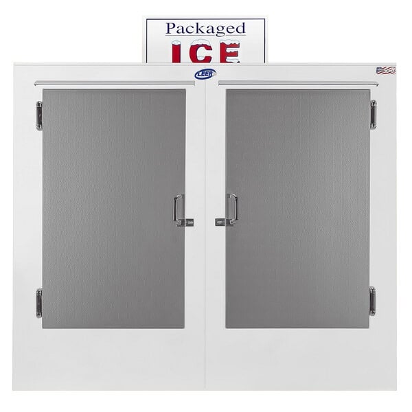 Scratch and Dent Leer 60AS-R290 73" Outdoor Auto Defrost Ice Merchandiser with Straight Front and Galvanized Steel Doors