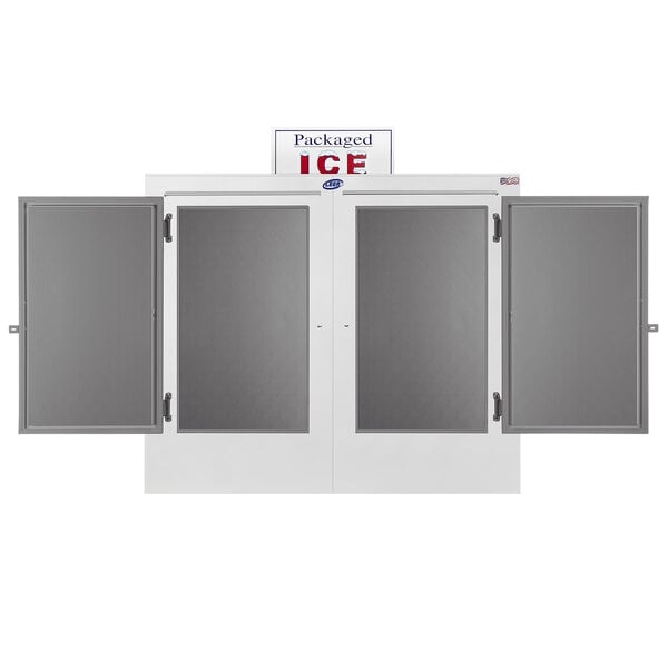 Scratch and Dent Leer 60AS-R290 73" Outdoor Auto Defrost Ice Merchandiser with Straight Front and Galvanized Steel Doors