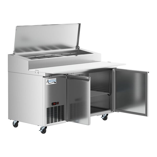 Scratch and Dent Avantco SSPPT-260 60" 2 Door Refrigerated Pizza Prep Table