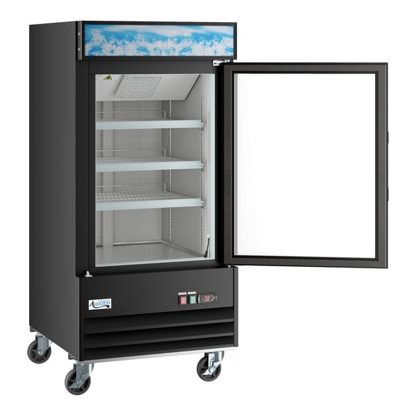 Scratch and Dent Avantco GDC-9F-HC 27" Black Swing Glass Door Merchandiser Freezer with LED Lighting