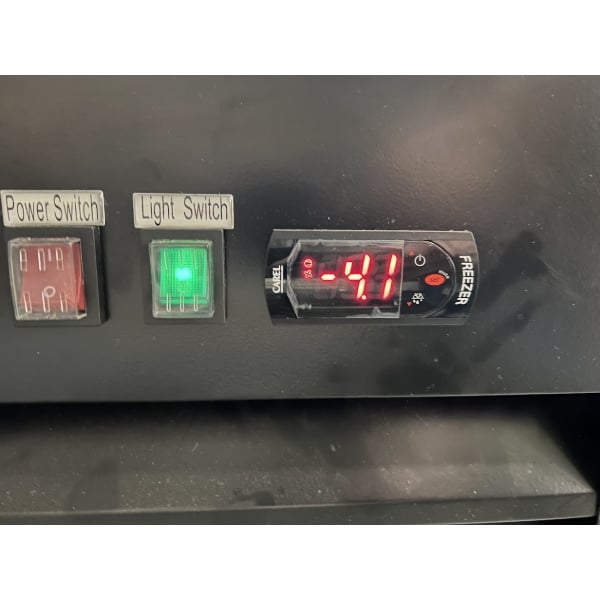 Scratch and Dent Avantco GDC-9F-HC 27" Black Swing Glass Door Merchandiser Freezer with LED Lighting