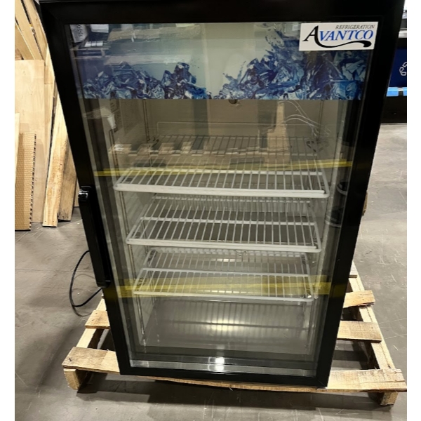 Scratch and Dent Avantco CRM-7-HC Black Countertop Display Refrigerator with Swing Door - 4.1 Cu. Ft.