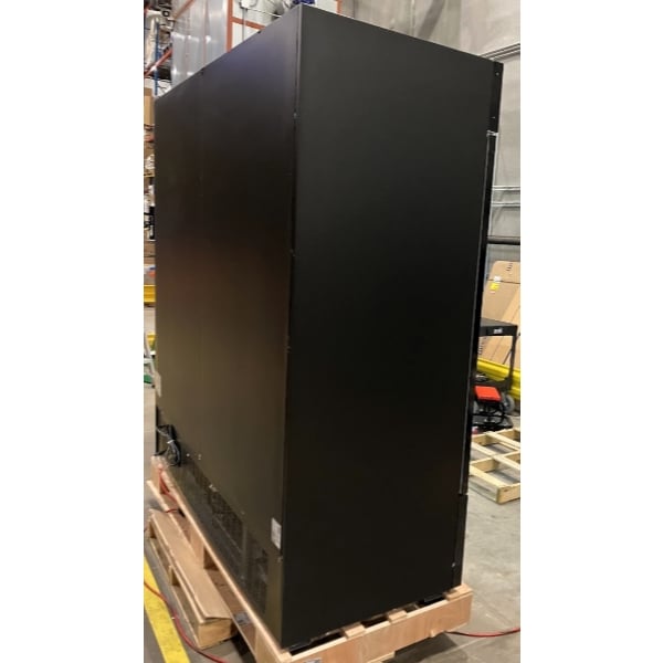 Scratch and Dent Avantco GDC-69-HC 78 1/4" Black Swing Glass Door Merchandiser Refrigerator with LED Lighting