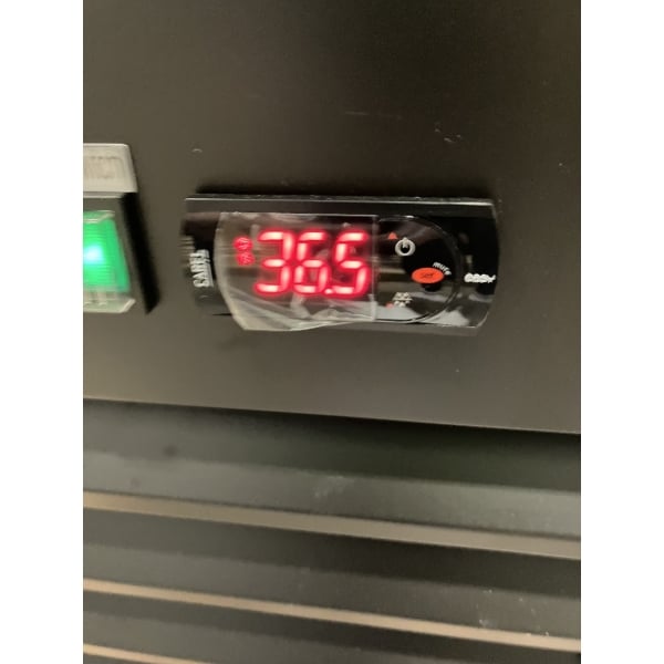 Scratch and Dent Avantco GDC-69-HC 78 1/4" Black Swing Glass Door Merchandiser Refrigerator with LED Lighting