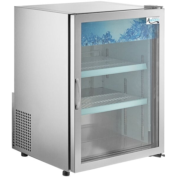 Scratch and Dent Avantco CRM-5-HC Stainless Steel Countertop Display Refrigerator with Swing Door - 3.9 Cu. Ft.