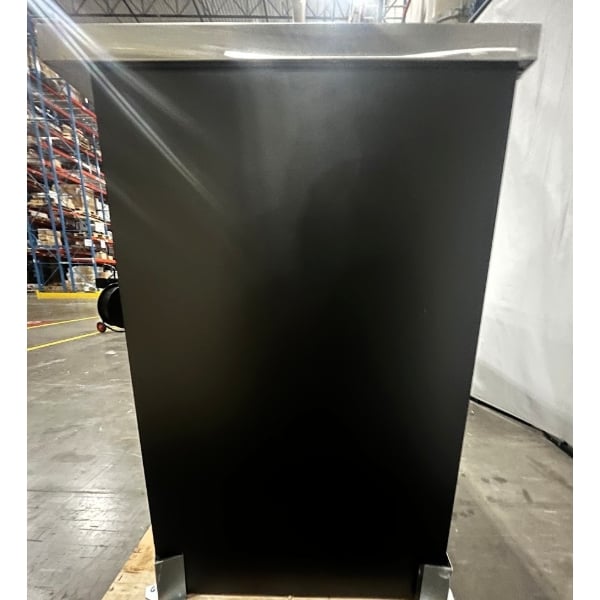 Scratch and Dent Avantco UBB-72S-HC 73" Black Counter Height Narrow Sliding Glass Door Back Bar Refrigerator with LED Lighting