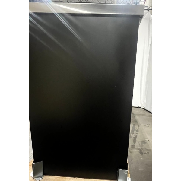Scratch and Dent Avantco UBB-72S-HC 73" Black Counter Height Narrow Sliding Glass Door Back Bar Refrigerator with LED Lighting
