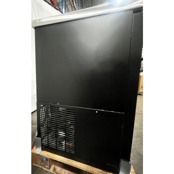 Scratch and Dent Avantco UBB-72S-HC 73" Black Counter Height Narrow Sliding Glass Door Back Bar Refrigerator with LED Lighting