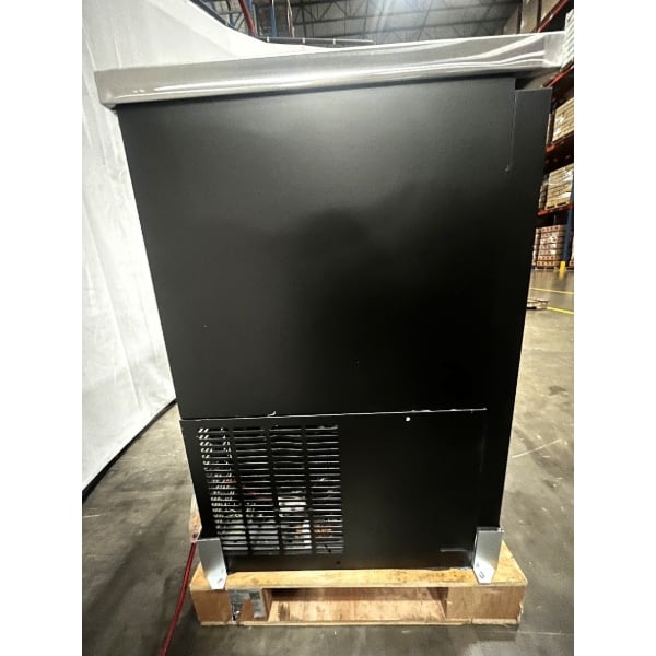 Scratch and Dent Avantco UBB-72S-HC 73" Black Counter Height Narrow Sliding Glass Door Back Bar Refrigerator with LED Lighting
