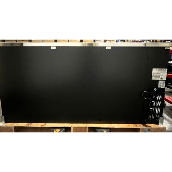 Scratch and Dent Avantco UBB-72S-HC 73" Black Counter Height Narrow Sliding Glass Door Back Bar Refrigerator with LED Lighting