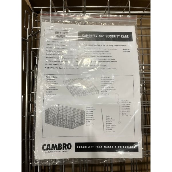 Scratch and Dent Cambro CSSC244818000 Camshelving® 42 1/2" x 25 1/4" Single Shelf Security Cage for Premium, Elements and Elements XTRA Series