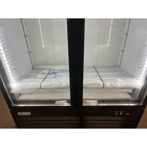 Scratch and Dent Avantco GDC-49-HC 53" Black Swing Glass Door Merchandiser Refrigerator with LED Lighting
