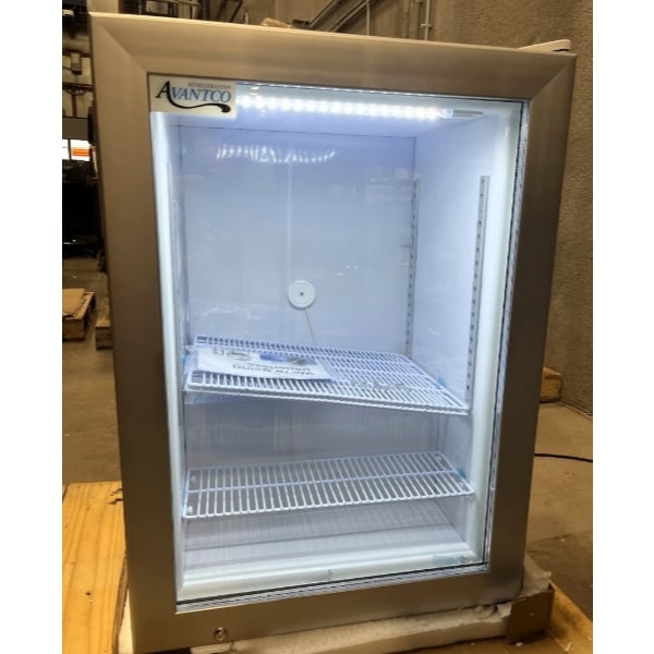 Scratch and Dent Avantco CFM3 White Customizable Countertop Display Freezer with Swing Door