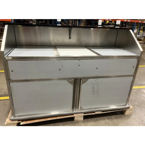 Scratch and Dent Regency 63" Standard Stainless Steel Portable Bar with Two Removable Speed Rails, Ice Bin, and Removable Ice Bin Cover