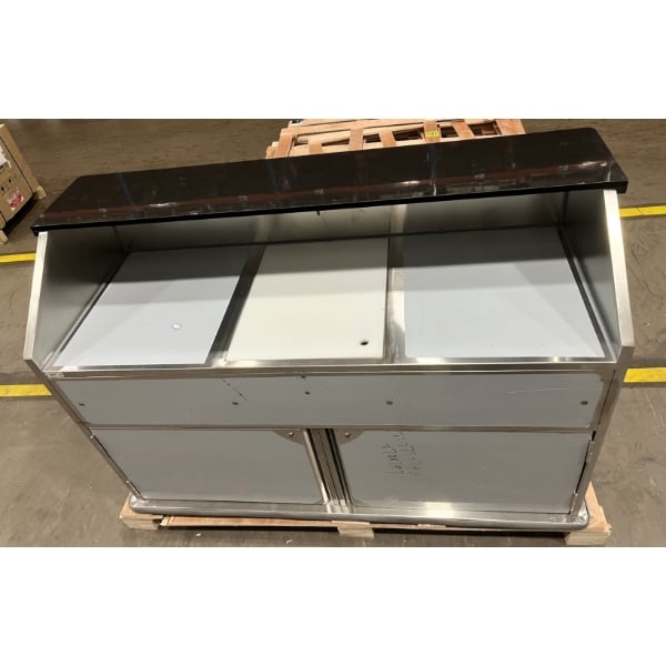 Scratch and Dent Regency 63" Standard Stainless Steel Portable Bar with Two Removable Speed Rails, Ice Bin, and Removable Ice Bin Cover