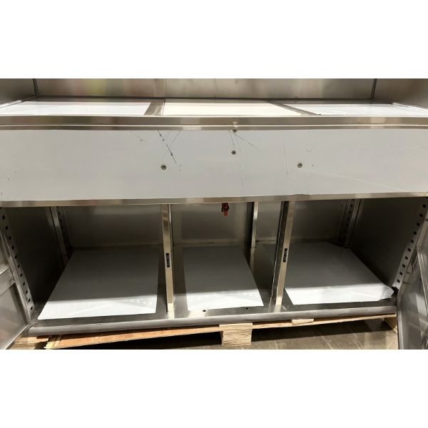 Scratch and Dent Regency 63" Standard Stainless Steel Portable Bar with Two Removable Speed Rails, Ice Bin, and Removable Ice Bin Cover