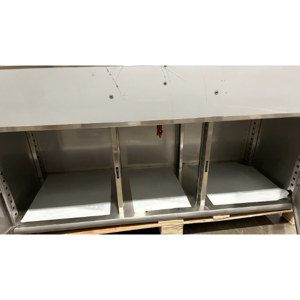 Scratch and Dent Regency 63" Standard Stainless Steel Portable Bar with Two Removable Speed Rails, Ice Bin, and Removable Ice Bin Cover