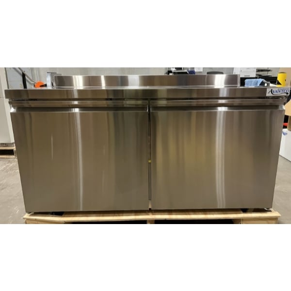 Scratch and Dent Avantco SS-WT-60F-HC 60" Two Door Worktop Freezer with 3 1/2" Backsplash