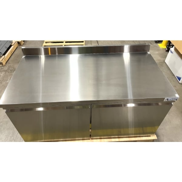 Scratch and Dent Avantco SS-WT-60F-HC 60" Two Door Worktop Freezer with 3 1/2" Backsplash